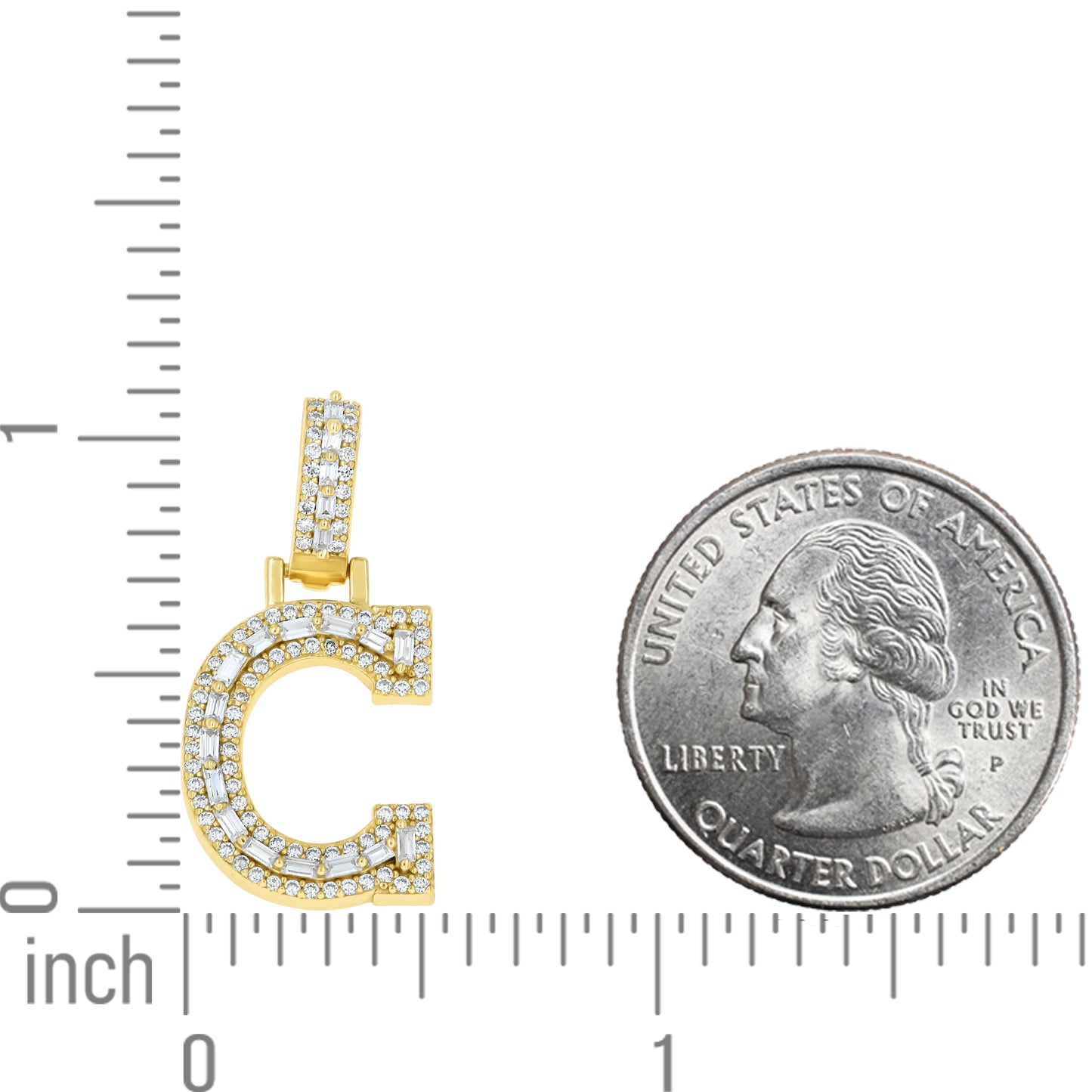 925 Sterling Silver Moissanite Initial C Pendant