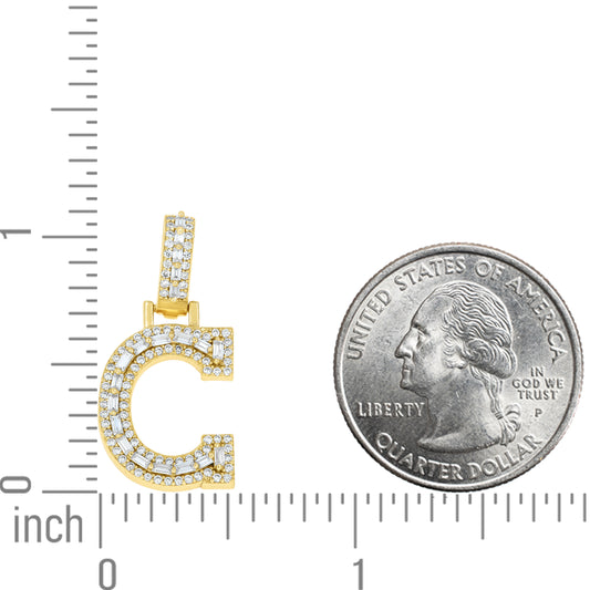 925 Sterling Silver Moissanite Initial C Pendant