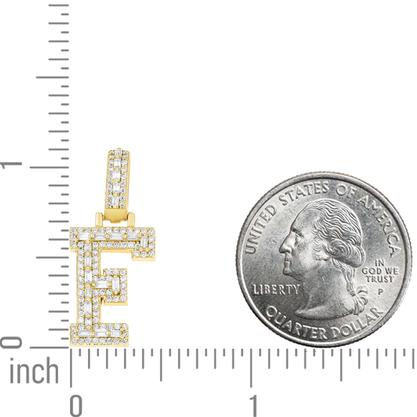 925 Sterling Silver Moissanite Initial F Pendant