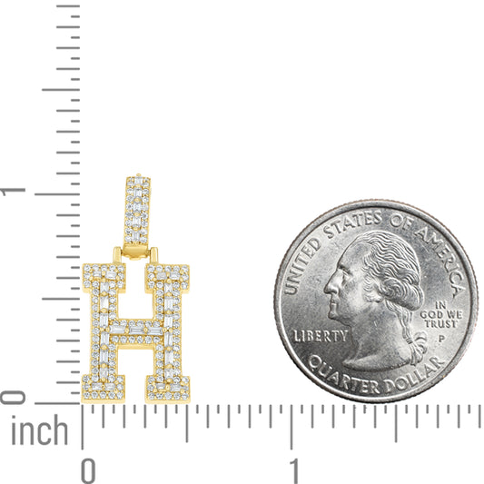 925 Sterling Silver Moissanite Initial H Pendant