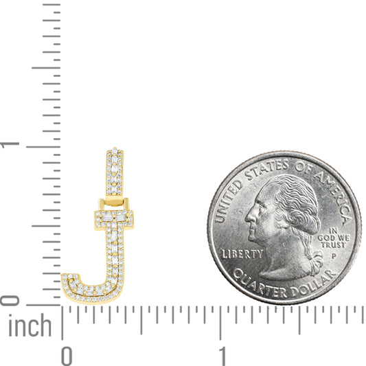 925 Sterling Silver Moissanite Initial J Pendant
