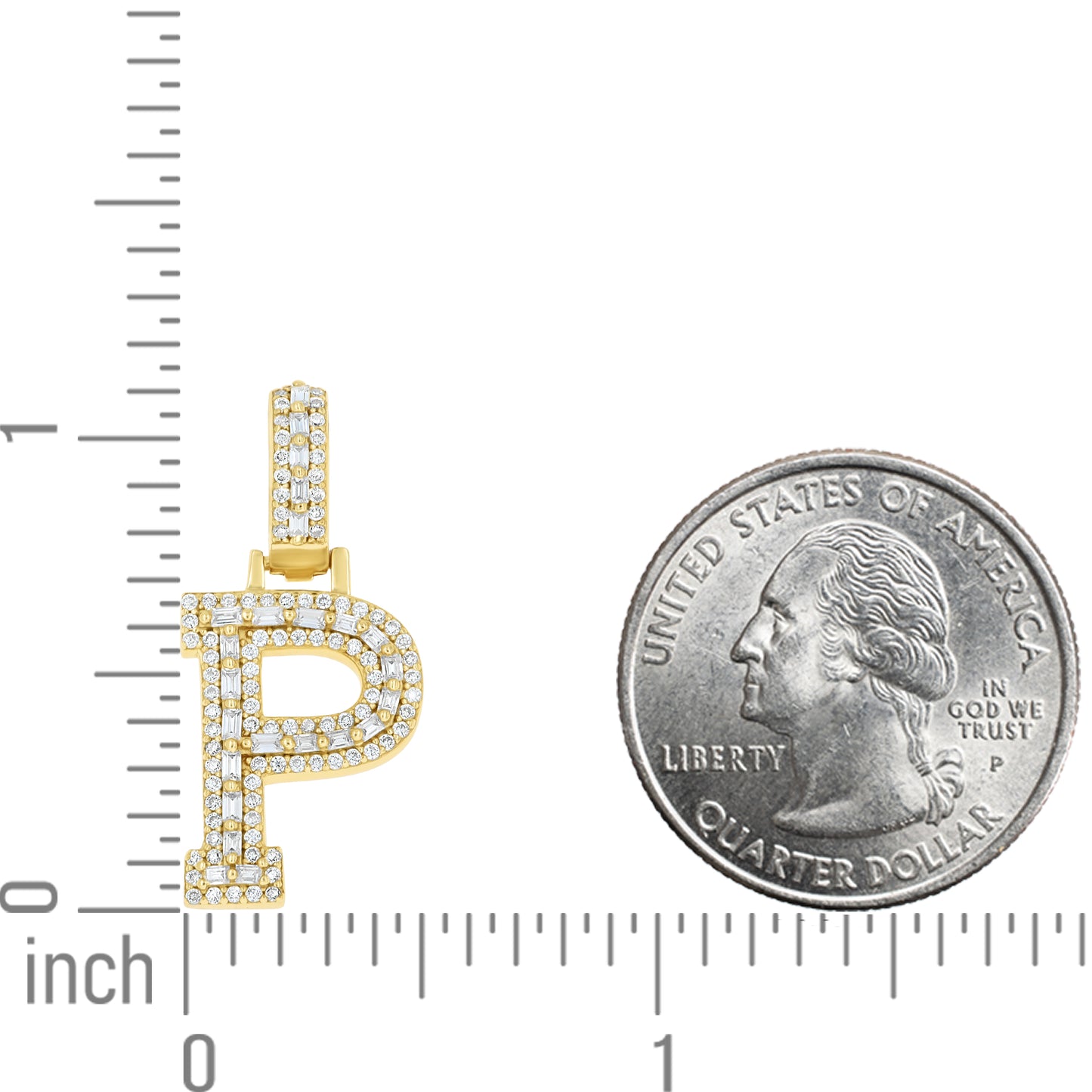 925 Sterling Silver Moissanite Initial P Pendant