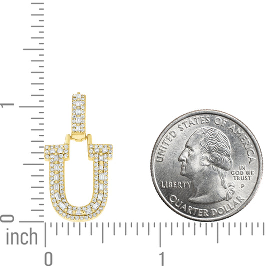 925 Sterling Silver Moissanite Initial U Pendant