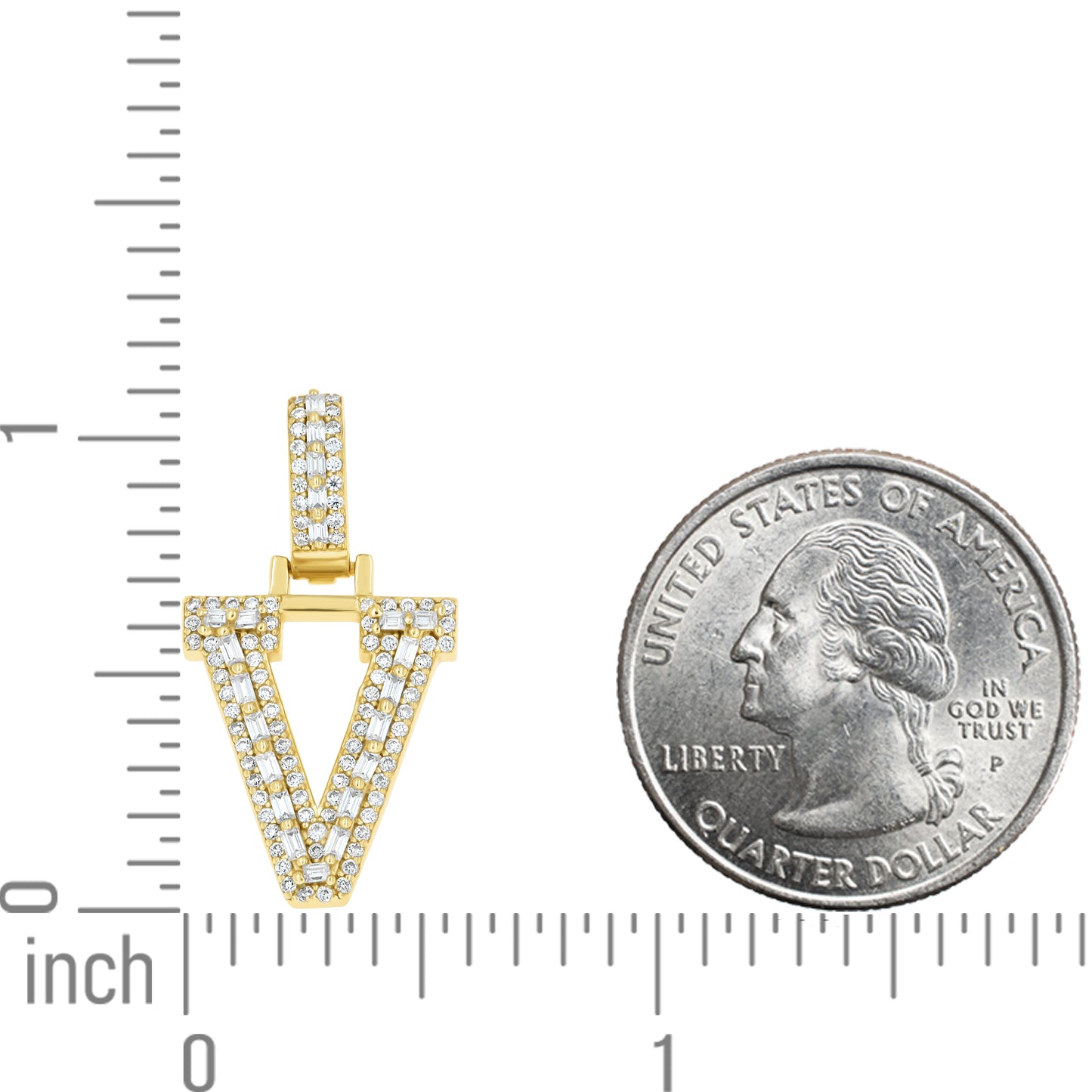 925 Sterling Silver Moissanite Initial V Pendant