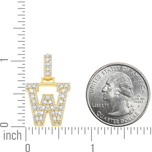 925 Sterling Silver Moissanite Initial W Pendant
