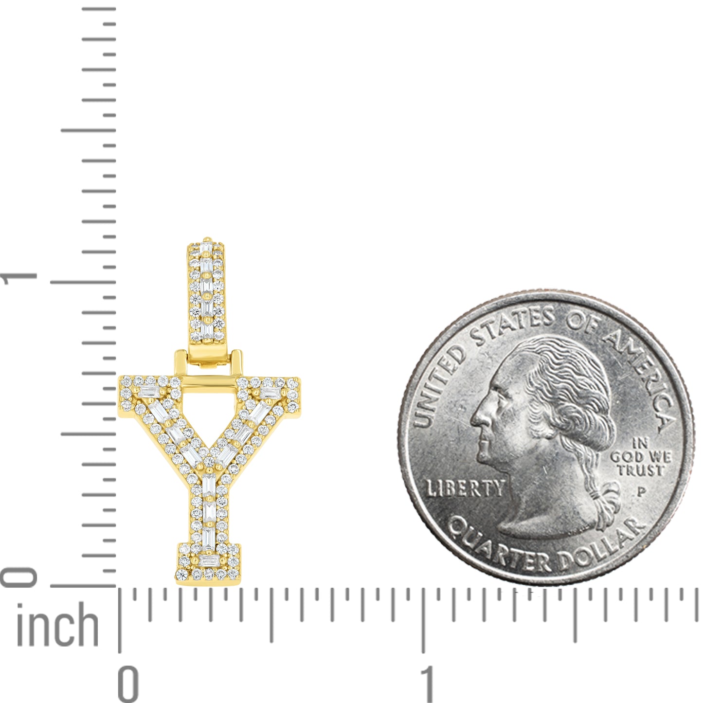 925 Sterling Silver Moissanite Initial Y Pendant