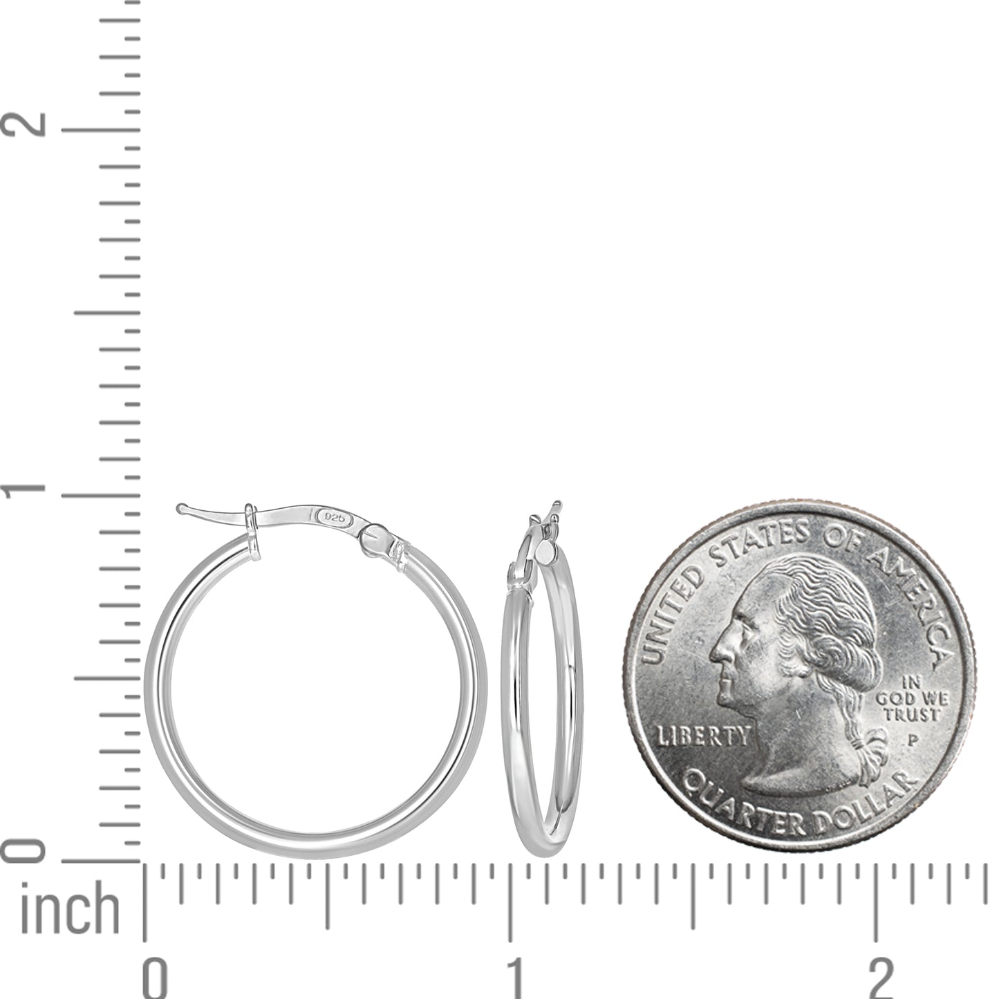 925 Sterling Silver Tube Hoop Earrings 2mm-20