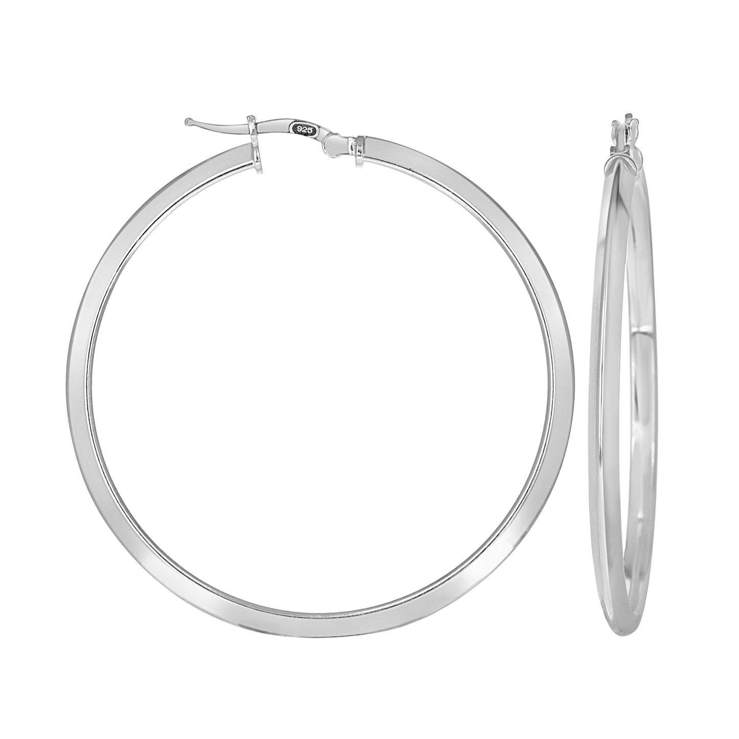 925 Silver Triangle Hoop Earrings 3mm-40