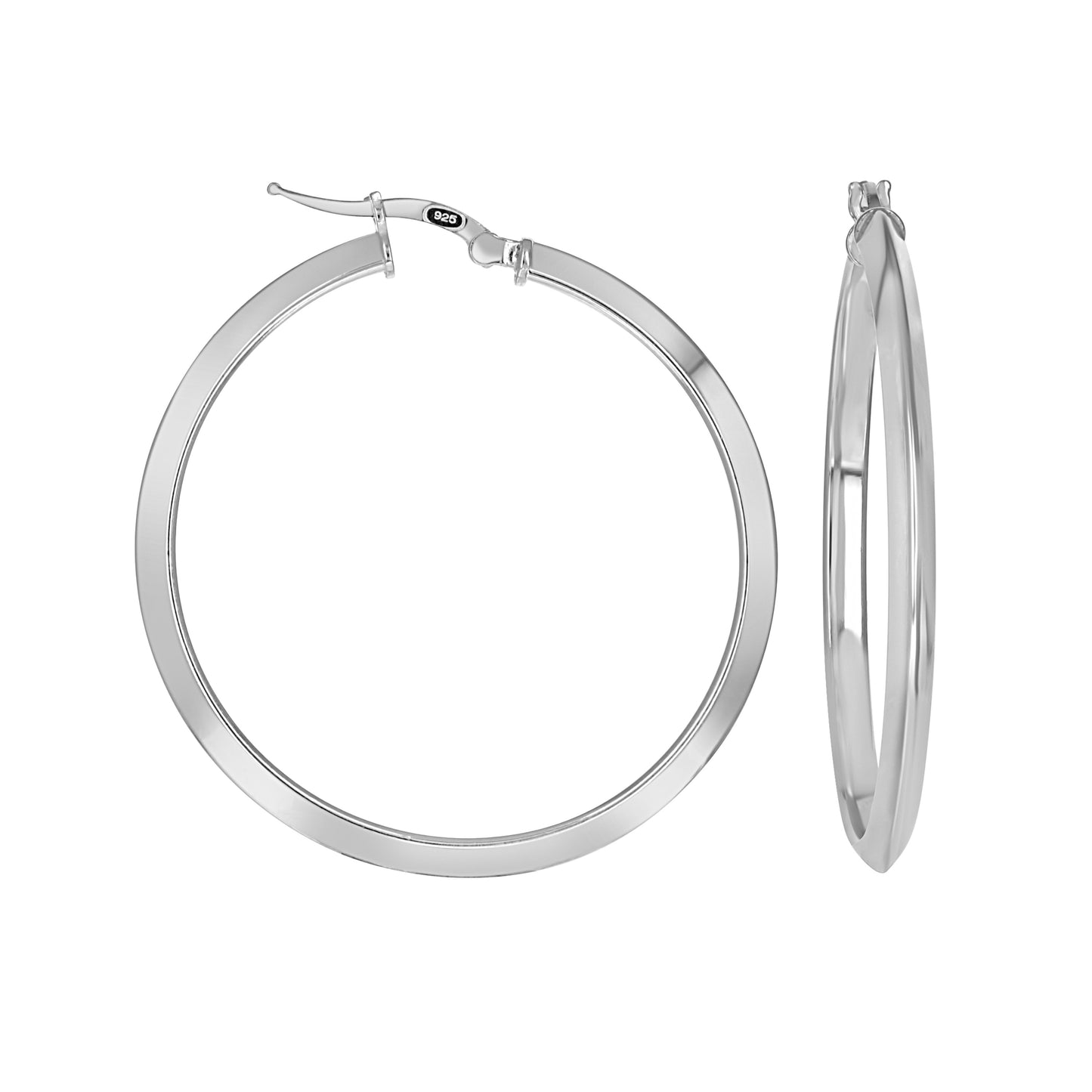 925 Silver Triangle Hoop Earrings 3mm-35