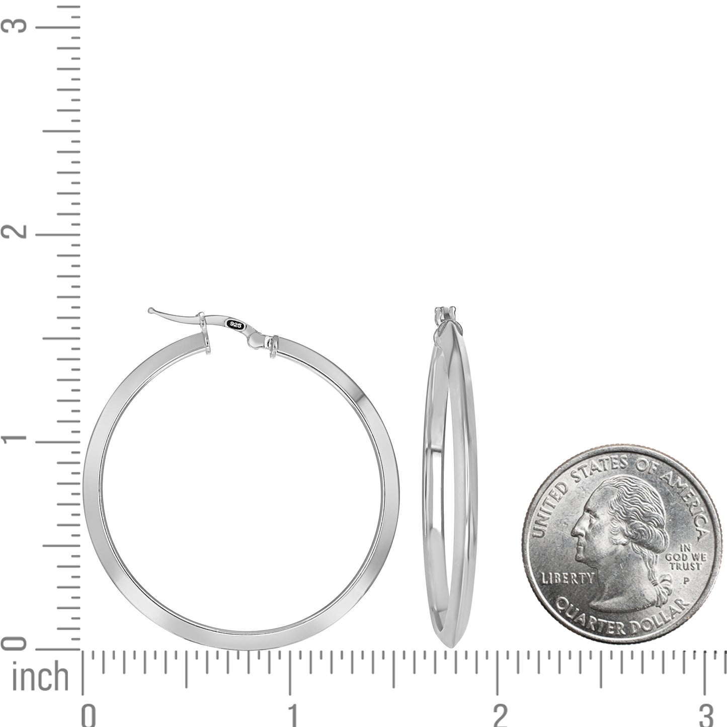 925 Silver Triangle Hoop Earrings 3mm-35