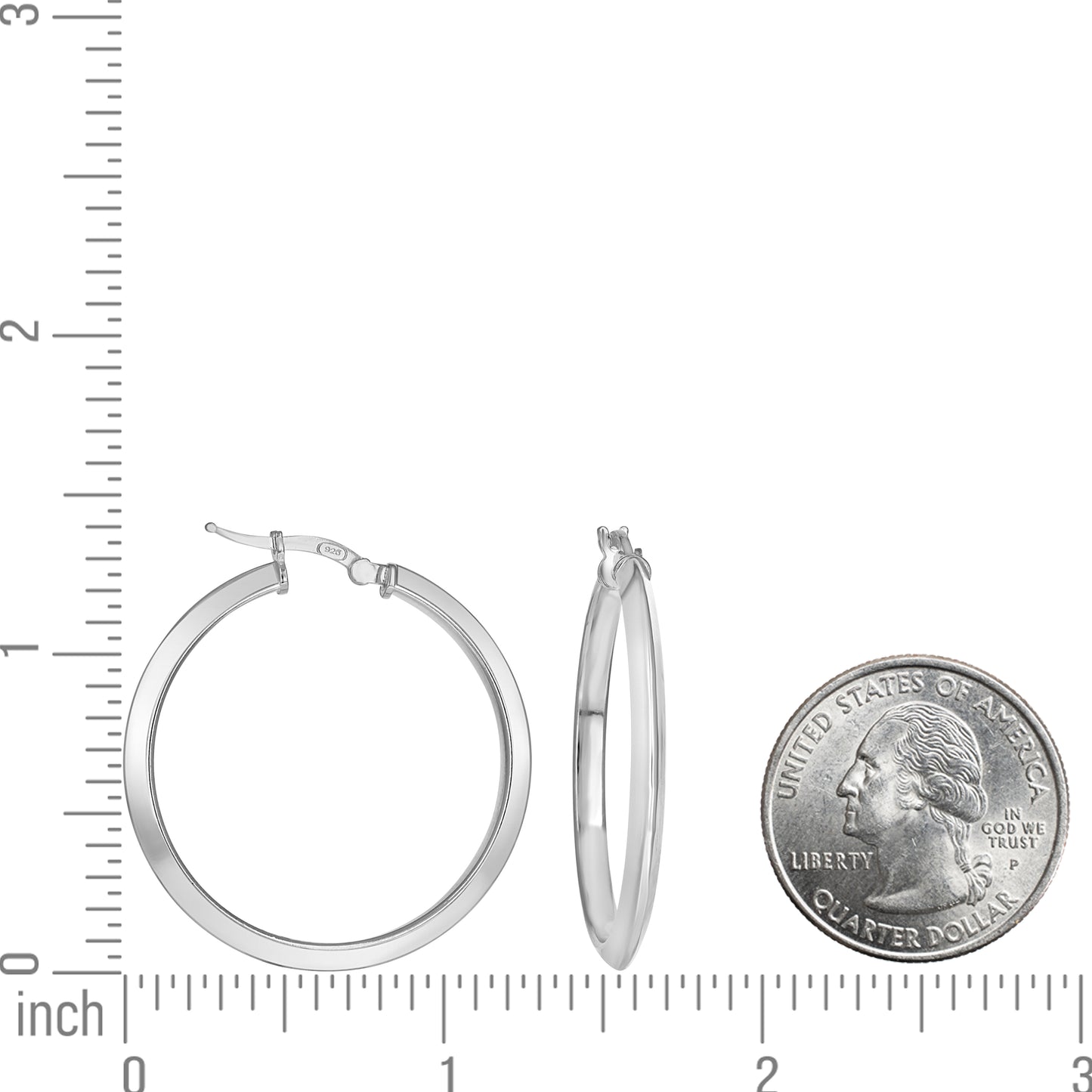 925 Silver Triangle Hoop Earrings 3mm-30