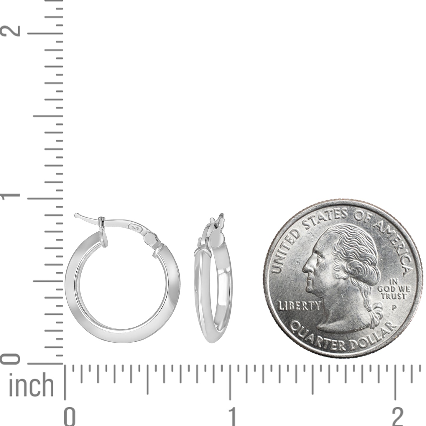 925 Silver Triangle Hoop Earrings 3mm-15