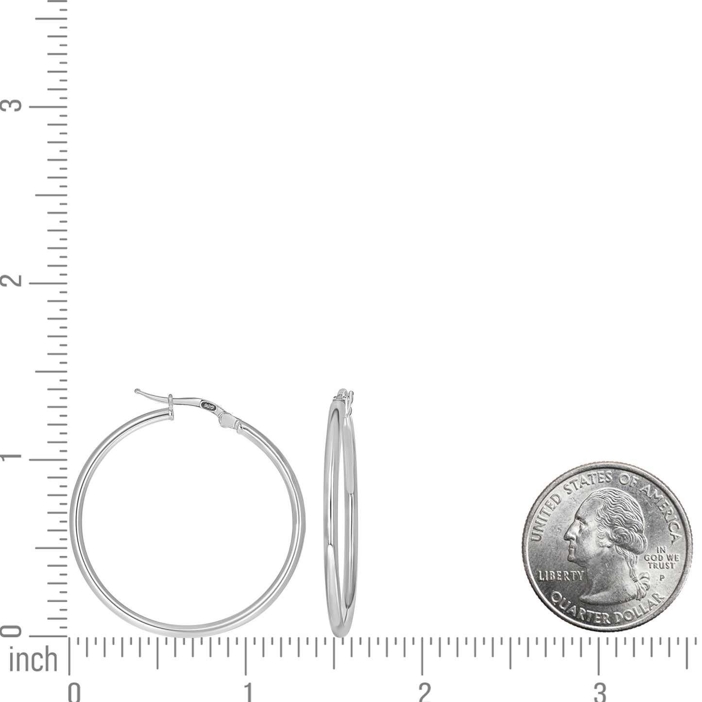 925 Sterling Silver Tube Hoop Earrings 2mm-30