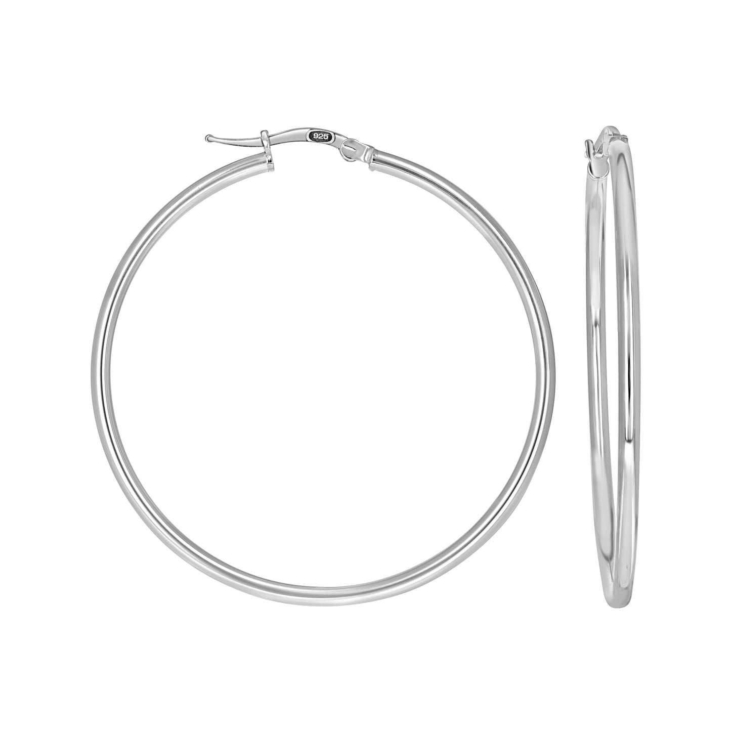 925 Sterling Silver Tube Hoop Earrings 2mm-40