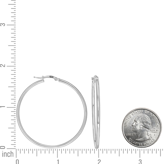 925 Sterling Silver Tube Hoop Earrings 2mm-40