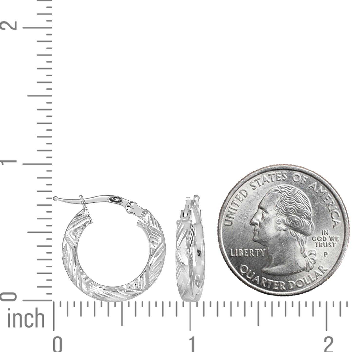 925 Sterling Silver Dc Hoop Earrings 3X3 -12