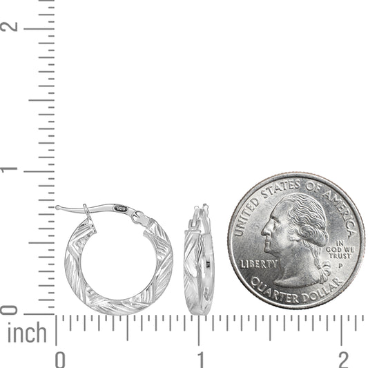 925 Sterling Silver Dc Hoop Earrings 3X3 -12