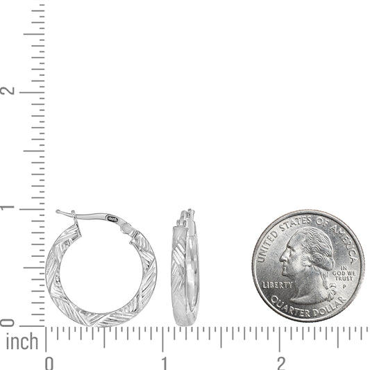 925 Sterling Silver Dc Hoop Earrings 3X3 -15