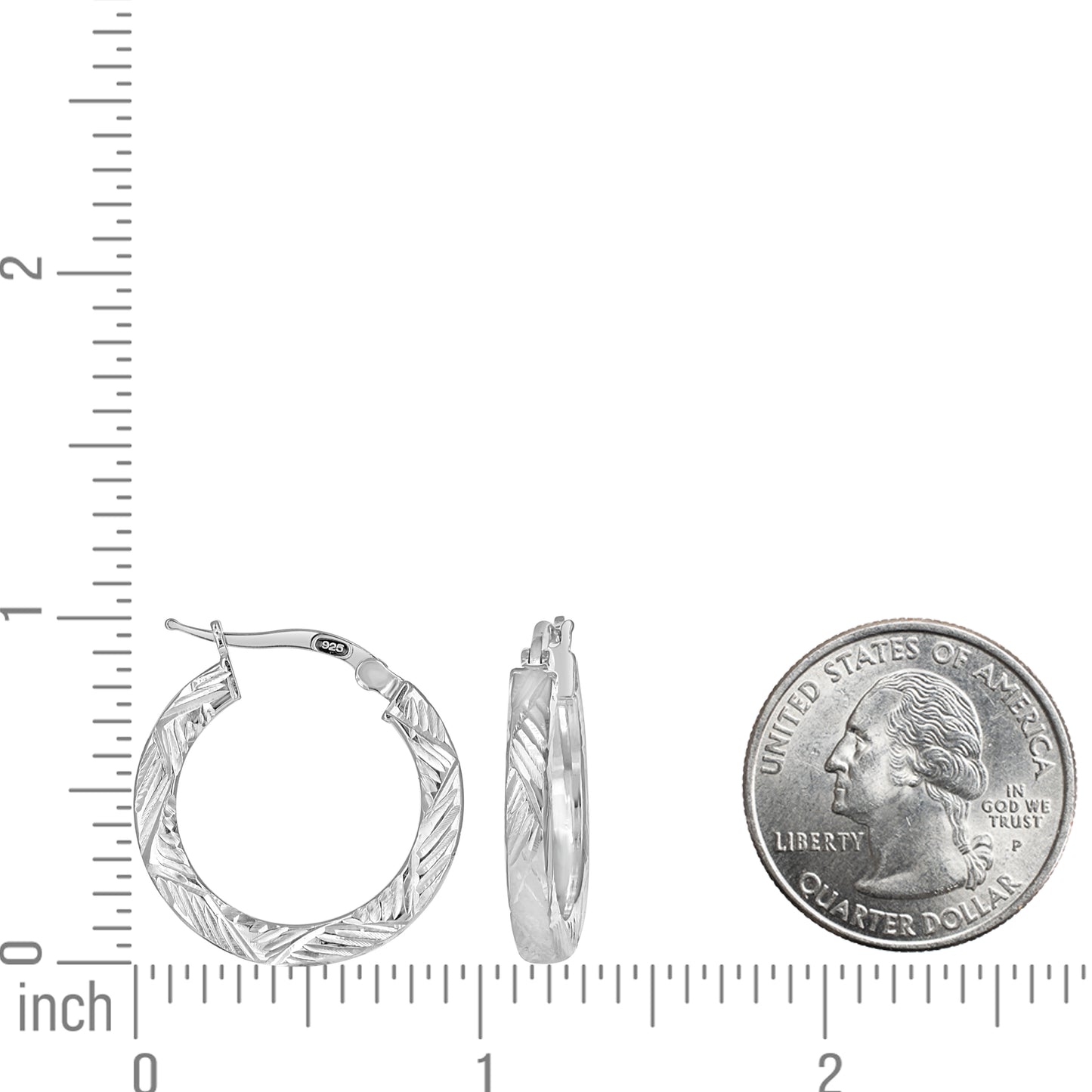 925 Sterling Silver Dc Hoop Earrings 3X3 -15