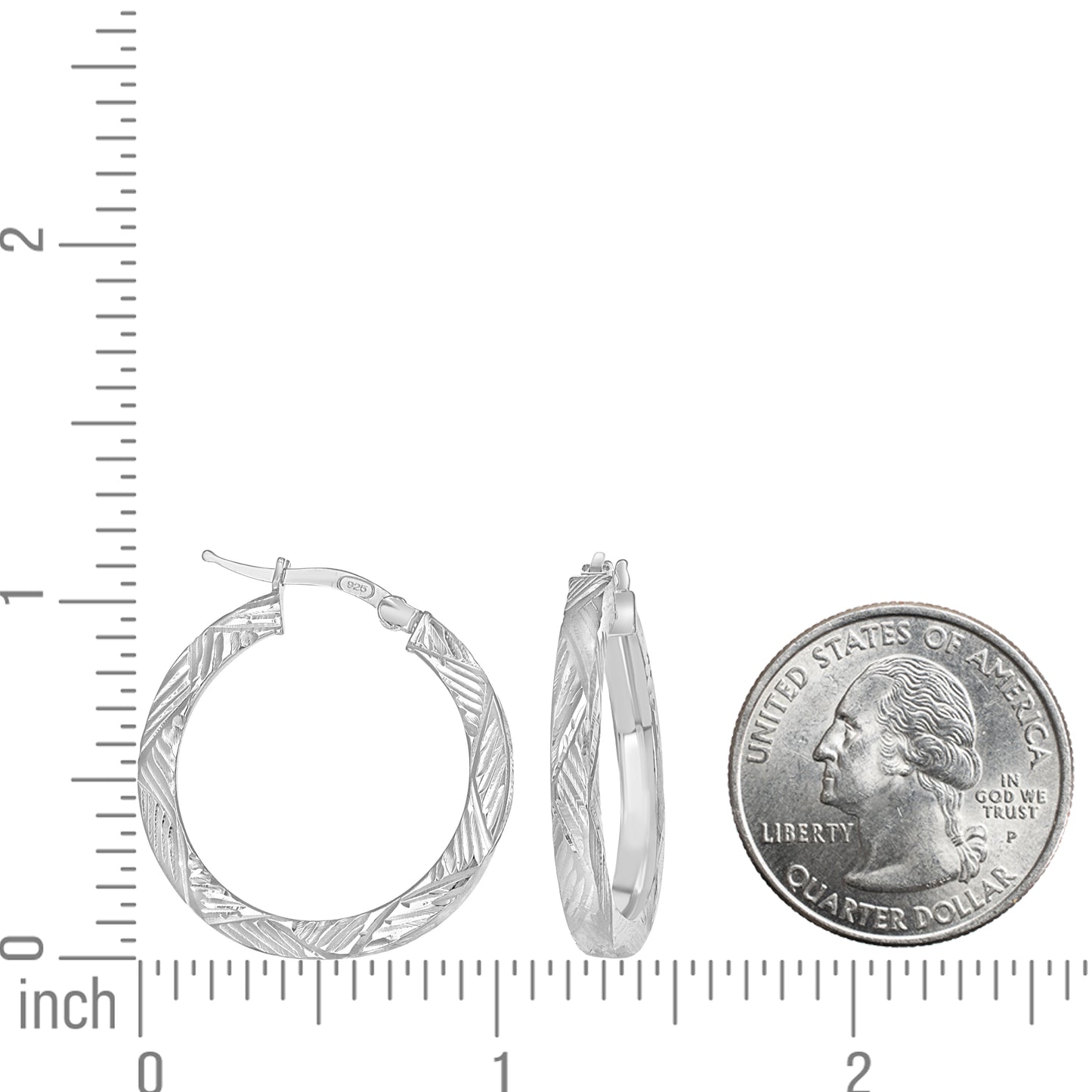 925 Sterling Silver Dc Hoop Earrings 3X3 -20