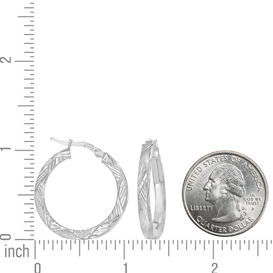 925 Sterling Silver Dc Hoop Earrings 3X3 -20
