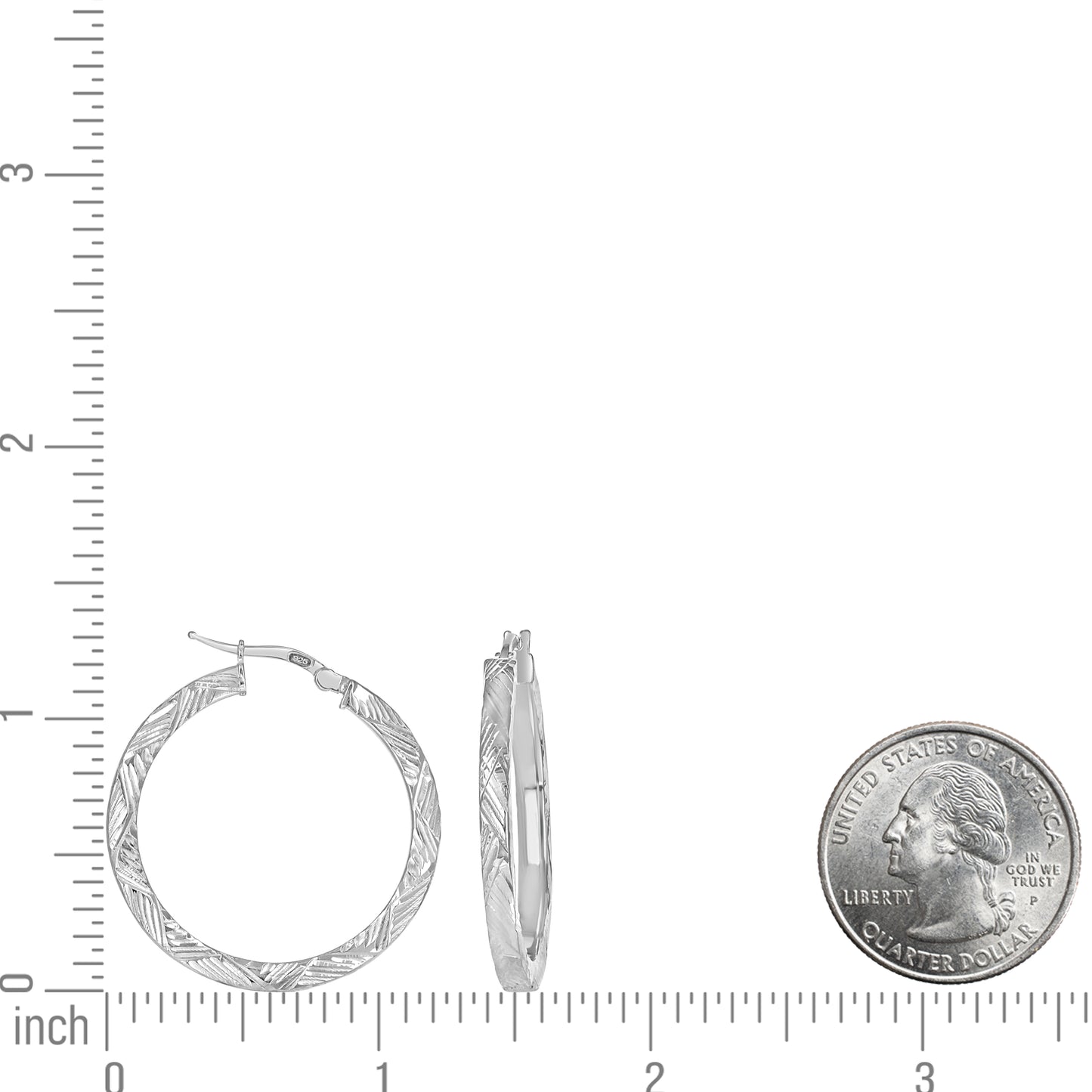 925 Sterling Silver Dc Hoop Earrings 3X3 -25