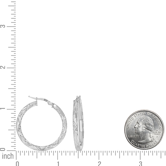 925 Sterling Silver Dc Hoop Earrings 3X3 -25