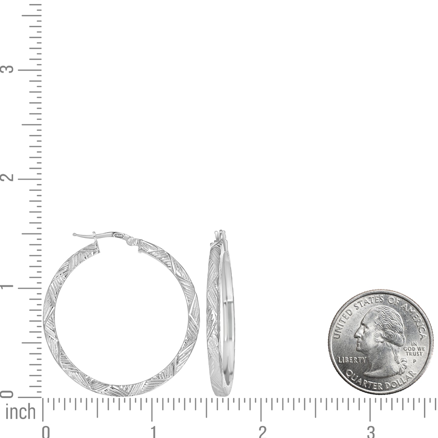 925 Sterling Silver Dc Hoop Earrings 3X3 -30