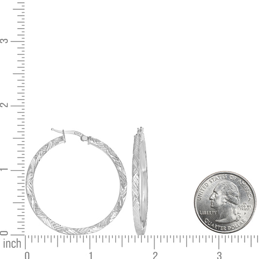 925 Sterling Silver Dc Hoop Earrings 3X3 -35