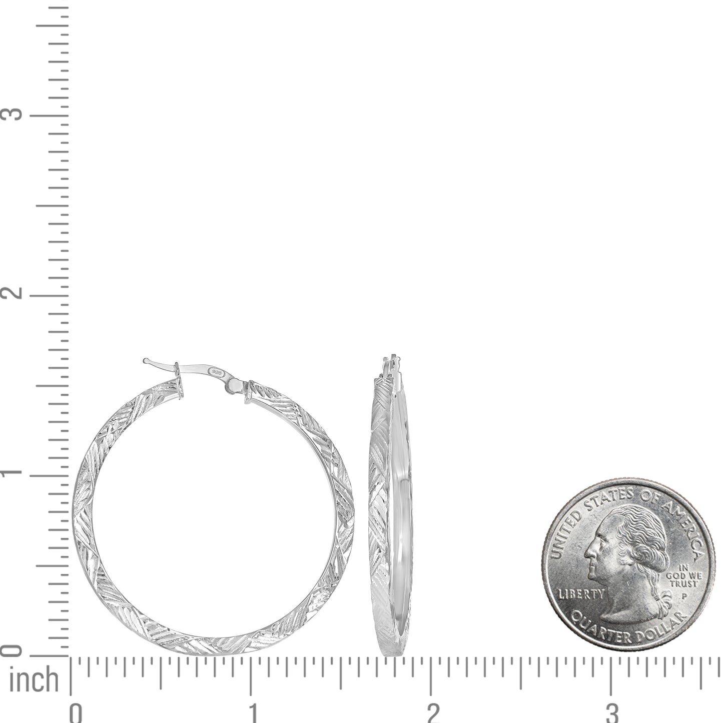 925 Sterling Silver Dc Hoop Earrings 3X3 -35