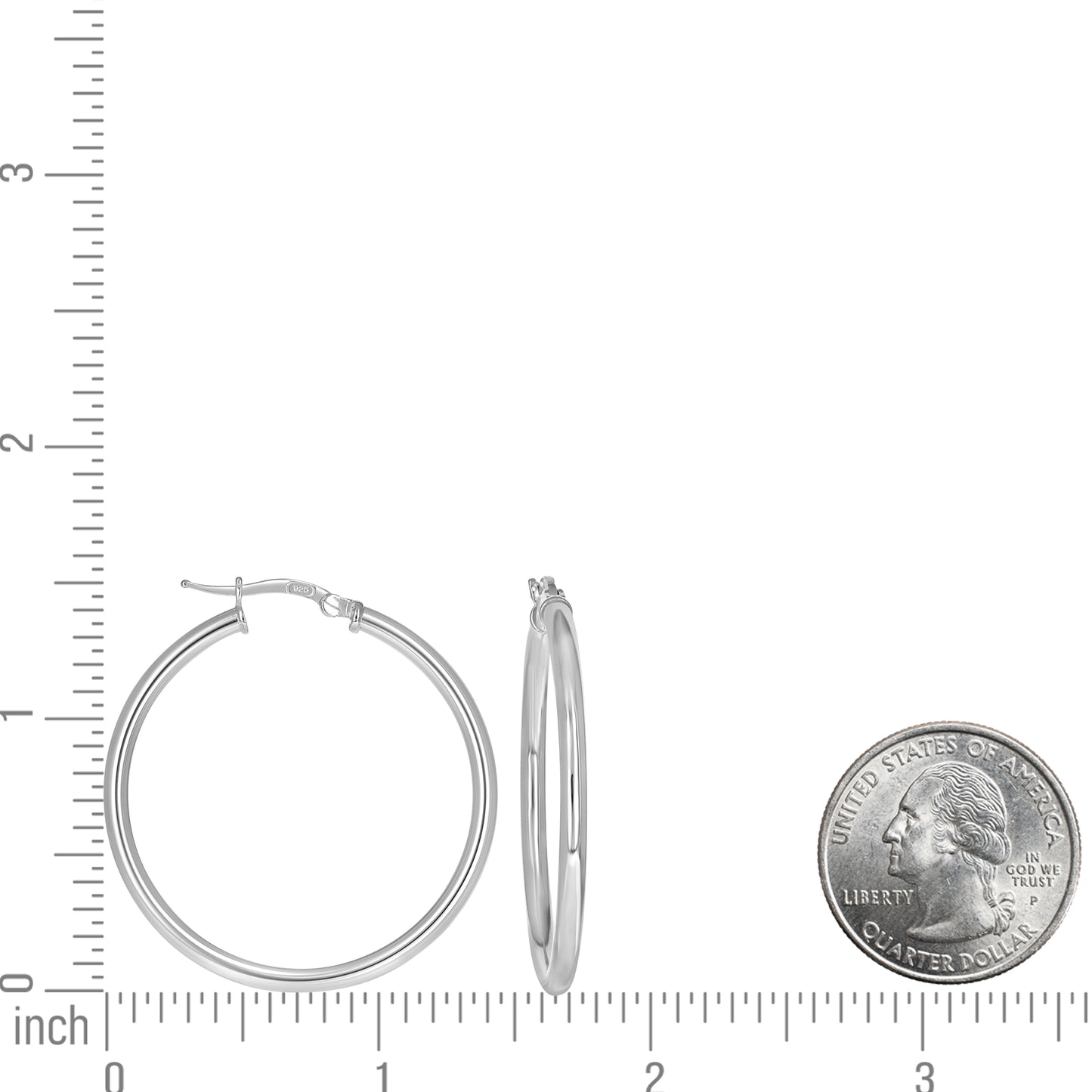 925 Sterling Silver Tube Hoop Earrings 2.5mm-30