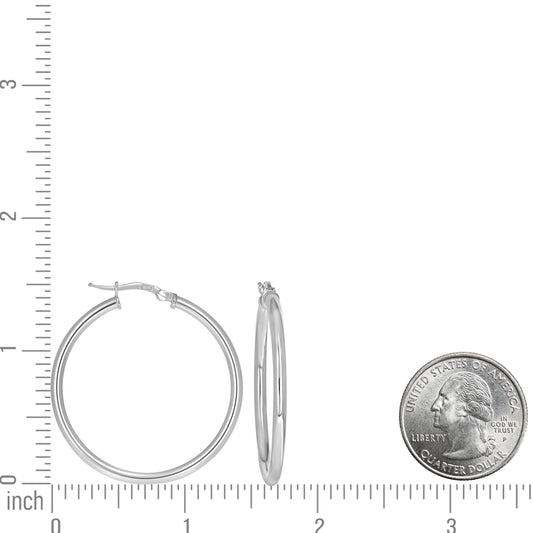 925 Sterling Silver Tube Hoop Earrings 2.5mm-30