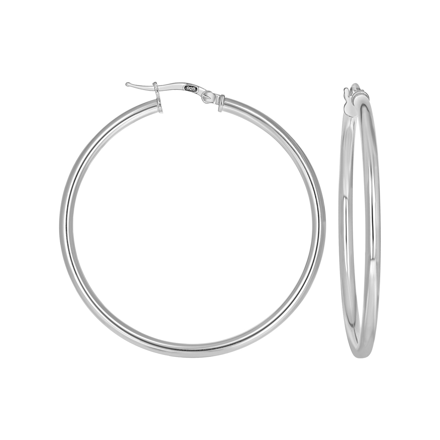925 Sterling Silver Tube Hoop Earrings 2.5mm-40