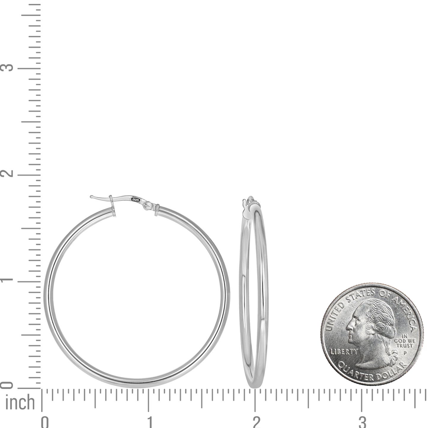 925 Sterling Silver Tube Hoop Earrings 2.5mm-40