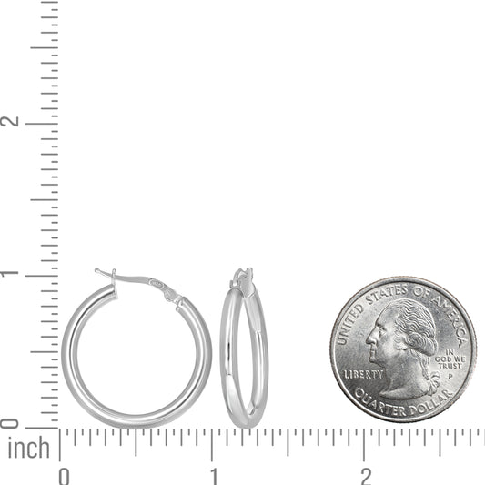 925 Sterling Silver Tube Hoop Earrings 3mm-20