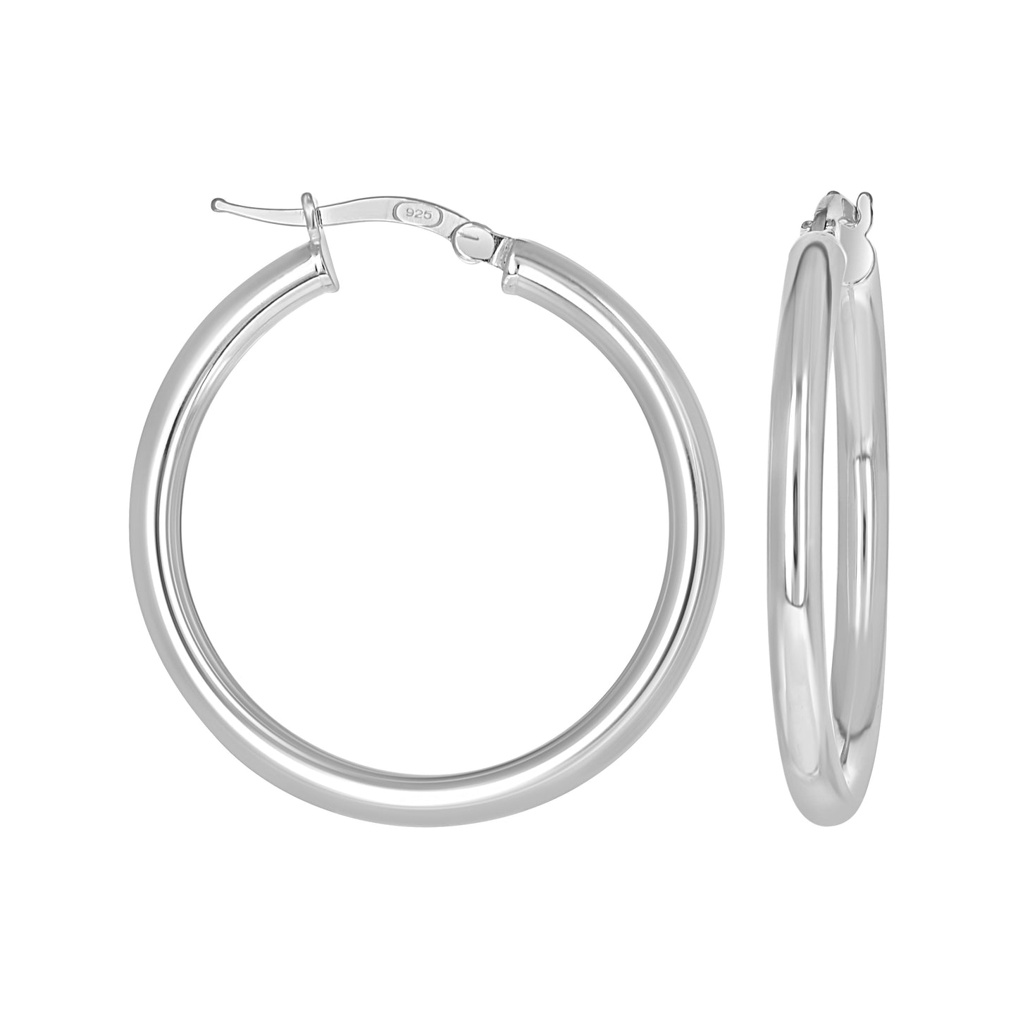 925 Sterling Silver Tube Hoop Earrings 3mm-25