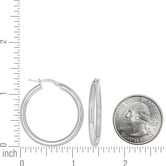 925 Sterling Silver Tube Hoop Earrings 3mm-25