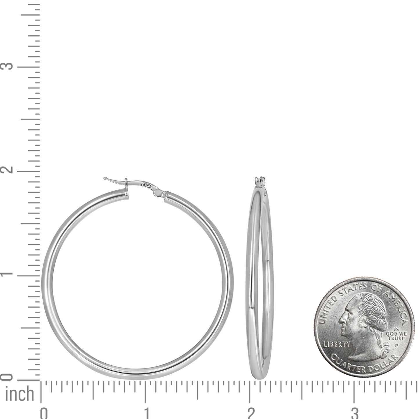 925 Sterling Silver Tube Hoop Earrings 3mm-40