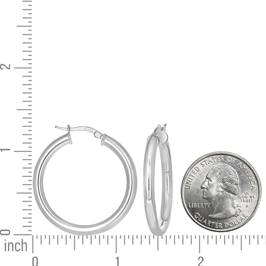 925 Sterling Silver Tube Hoop Earrings 3.5mm-25