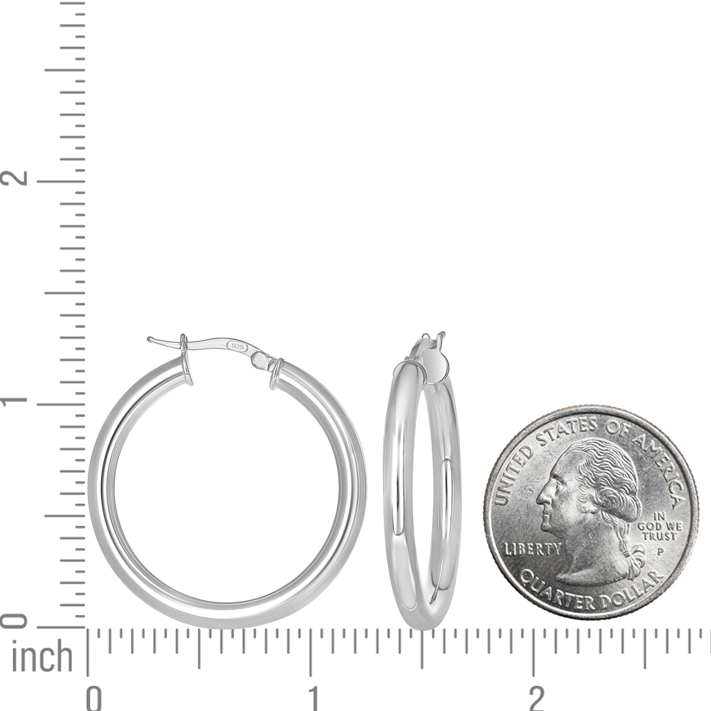 925 Sterling Silver Tube Hoop Earrings 3.5mm-25