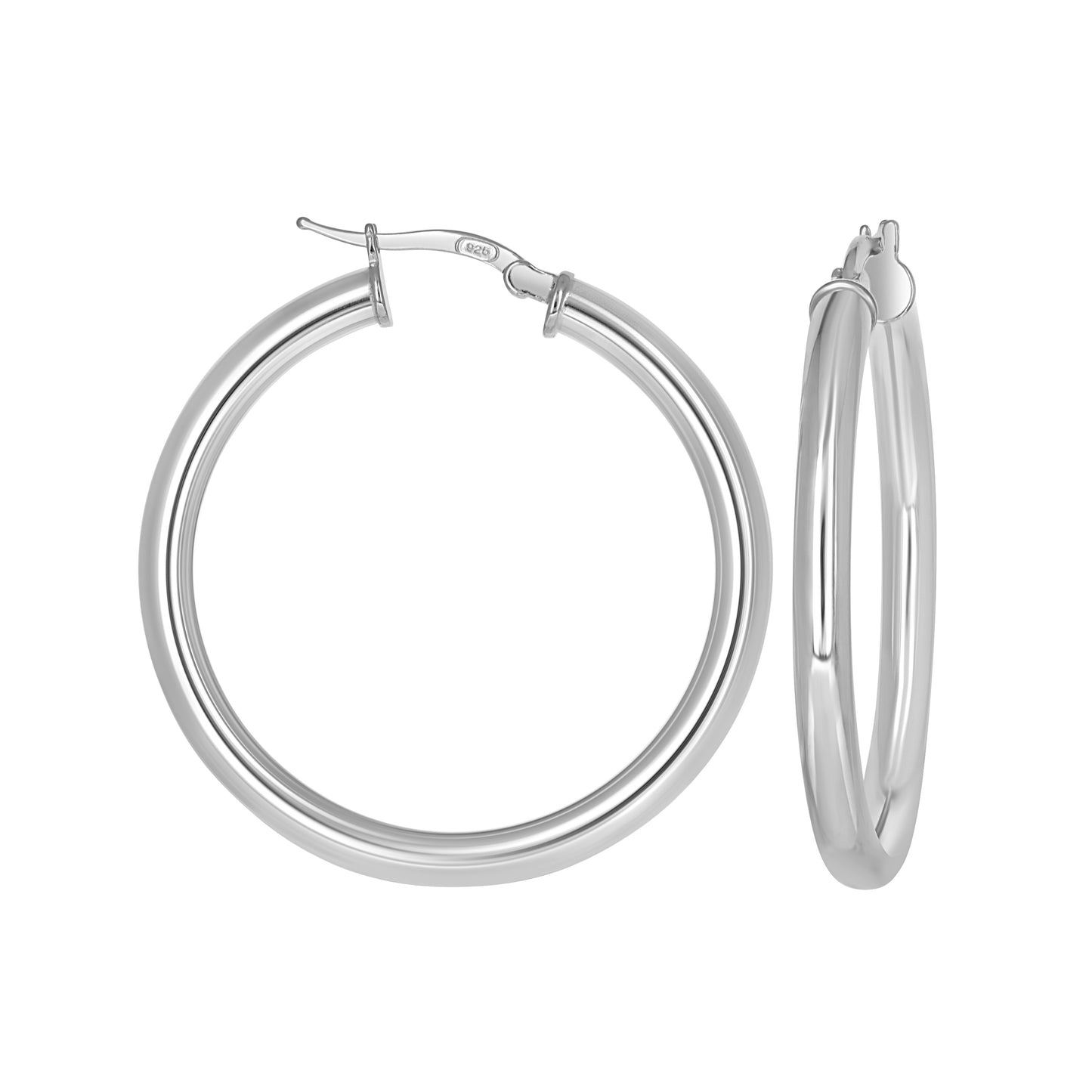 925 Sterling Silver Tube Hoop Earrings 3.5mm-30