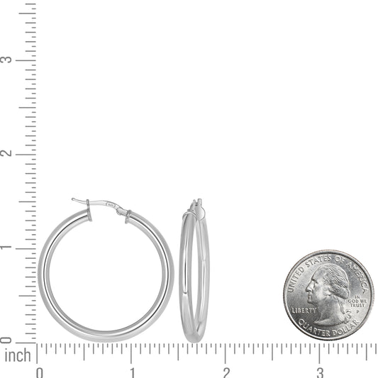 925 Sterling Silver Tube Hoop Earrings 3.5mm-30