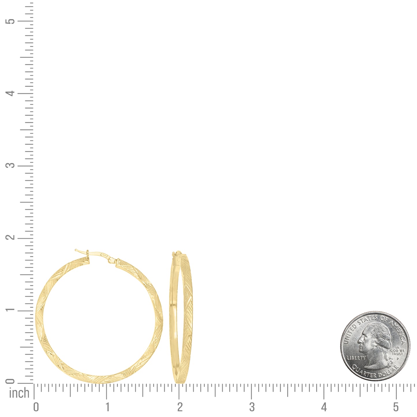 925 Sterling Silver Dc Hoop Earrings 3X3 -40-Yello