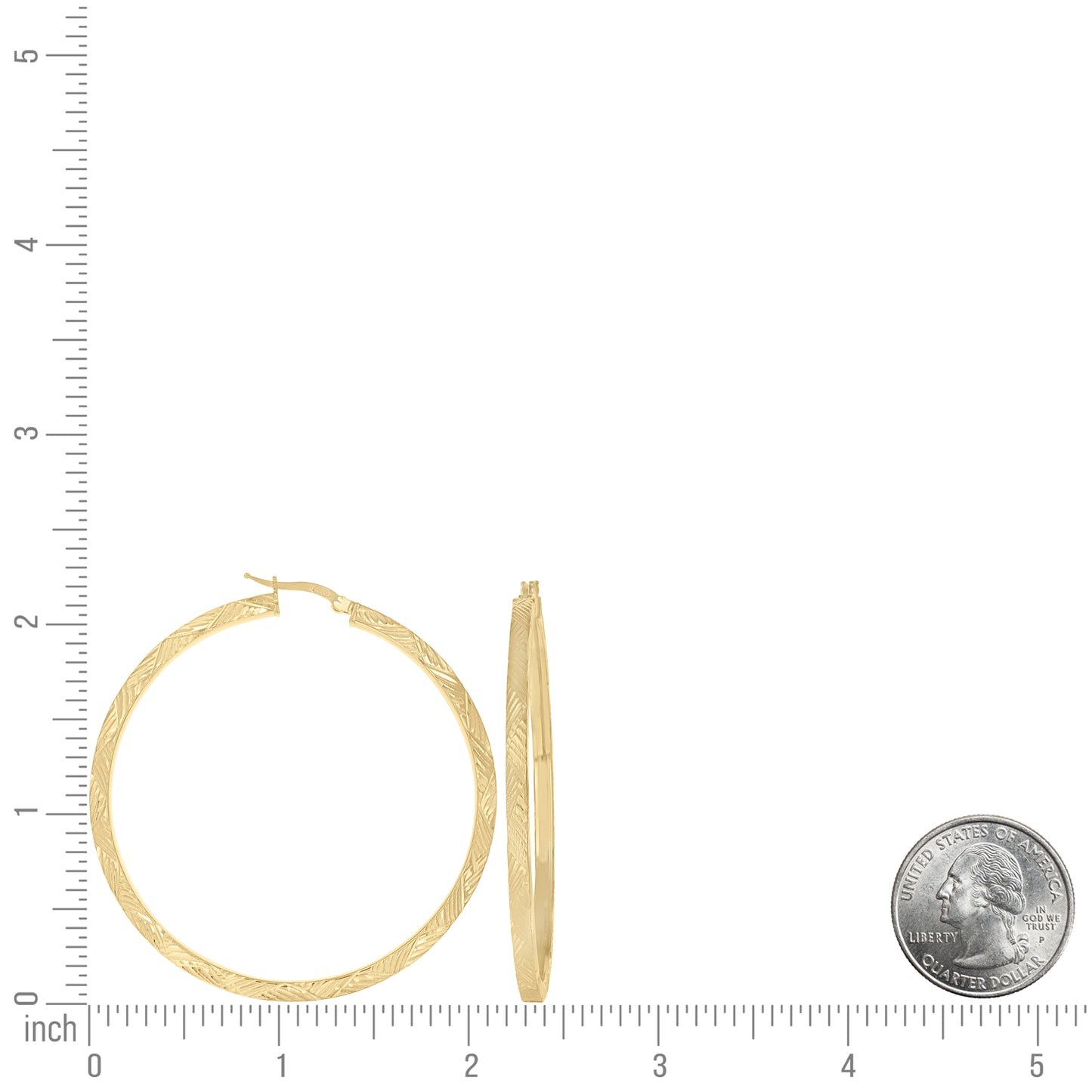 925 Sterling Silver Dc Hoop Earrings 3X3 -50-Yello