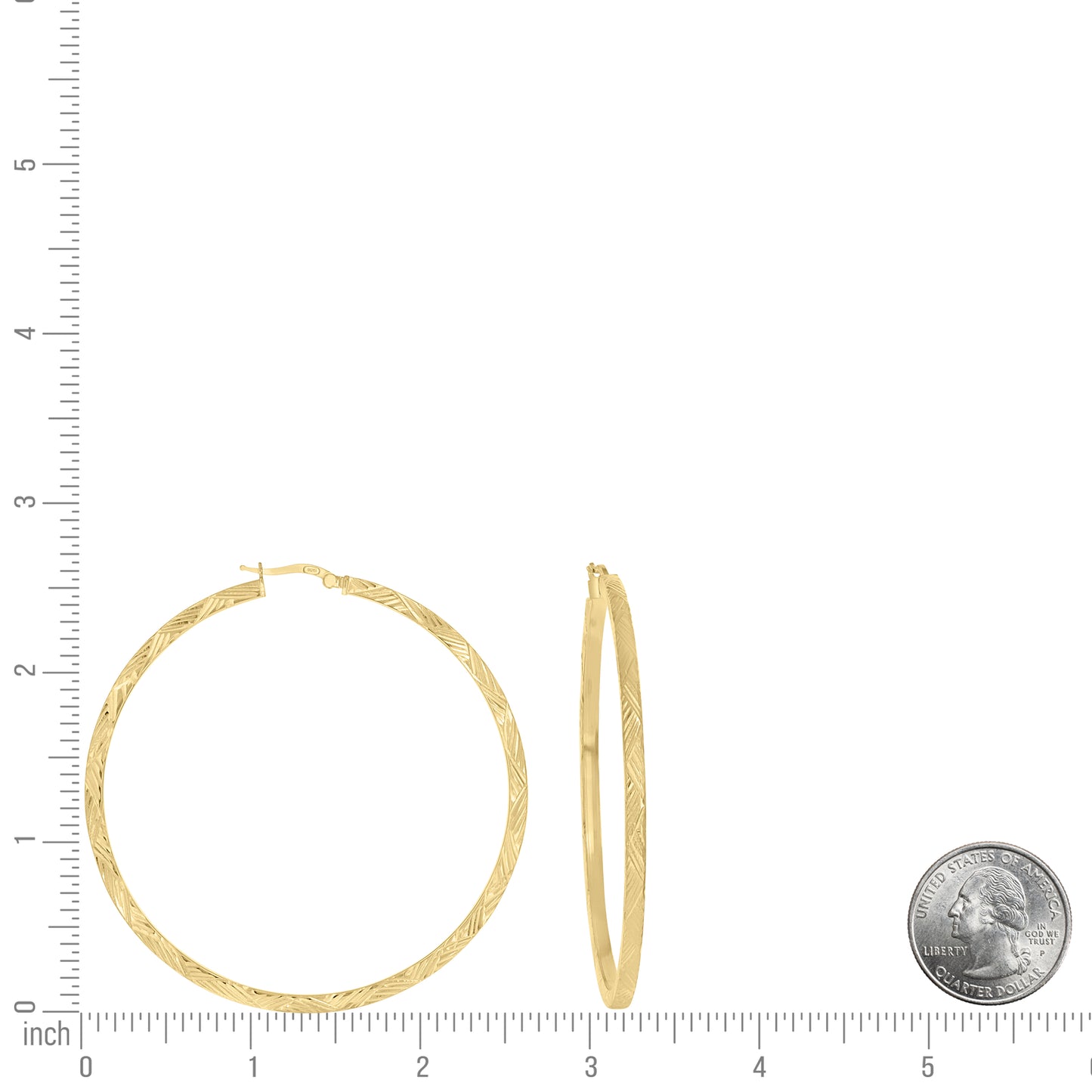 925 Sterling Silver Dc Hoop Earrings 3X3 -60-Yello