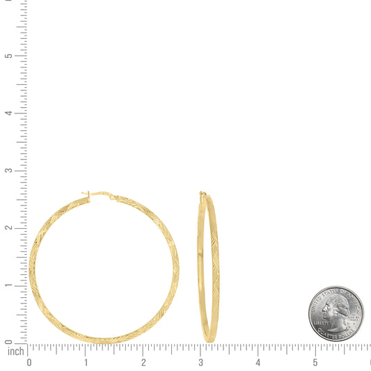 925 Sterling Silver Dc Hoop Earrings 3X3 -60-Yello