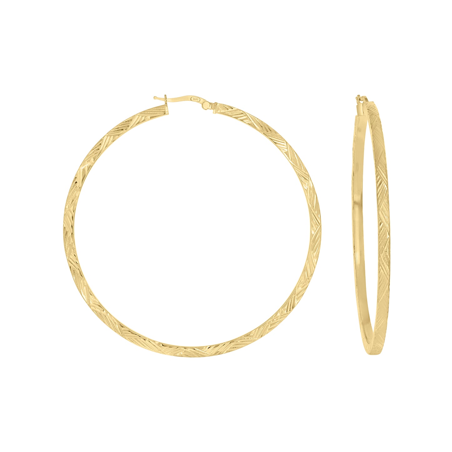 925 Sterling Silver Dc Hoop Earrings 3X3 -60-Yello