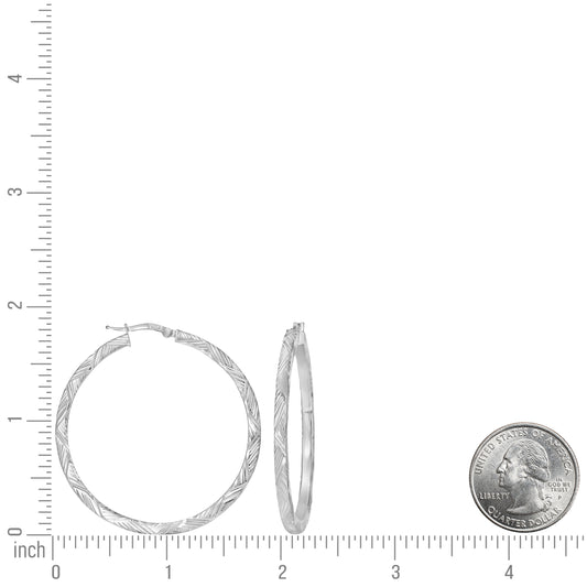 925 Sterling Silver Dc Hoop Earrings 3X3 -40-Silve