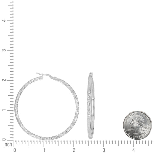 925 Sterling Silver Dc Hoop Earrings 3X3 -50-Silve