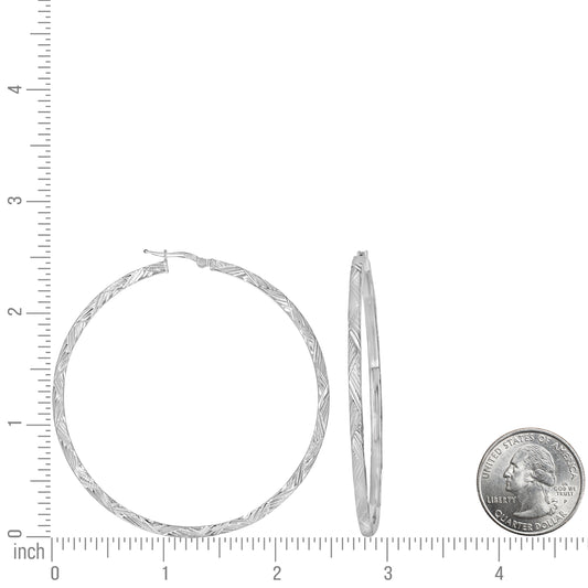 925 Sterling Silver Dc Hoop Earrings 3X3 -60-Silve